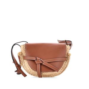 Gate Leather with Raffia Small shoulder bag
