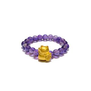 [СПЕЦИАЛЬНЫЙ] LITZ 999 (24K) Золотое кольцо с котом удачи EPC0157SS-R-A (0,13 г +/-)
