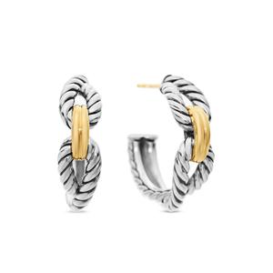 Серьги-кольца Cable Loop из желтого золота и серебра (22 мм)