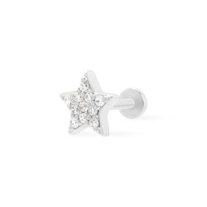 Серьга-гвоздик Star Pave Silver с плоской задней частью