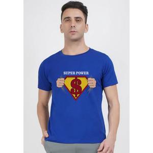 Королевская синяя хлопковая футболка с коротким рукавом обычной посадки Super Power