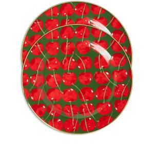 Набор из двух десертных тарелок с принтом Cherries Verde