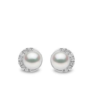 Серьги Trend из белого золота с жемчугом и бриллиантами