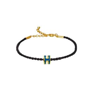 [SPECIAL] LITZ 999 (24K) Gold H With Bracelet EPC0926-BLUE-B-B Браслет с подвеской H (0.09г+/-)