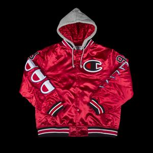 Куртки Supreme x Champion Hooded Satin Varsity Jacket 'Red'