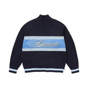 Свитера Supreme Script Stripe Half Zip Sweater 'Navy'