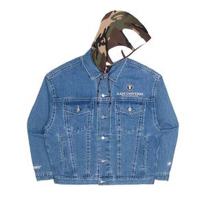 Джинсовые куртки AAPE Moonface Panelled Hooded Denim Jacket 'Синий'