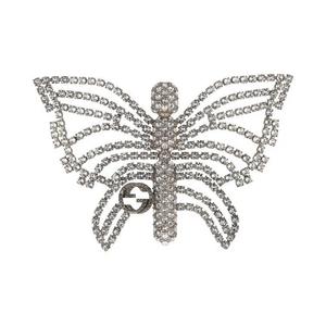 Броши Gucci Crystal Embellished Butterfly Brooch «Silver»