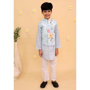 The Mom Store Megh Malhaar Детский комплект: куртка и курта-пижама с цветочным принтом — голубой