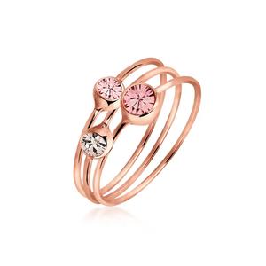 Набор колец с розовым золотом, украшенный кристаллами Swarovski®