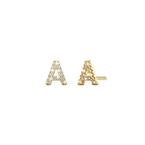 Серьги-буквы Glamour Alphabet из стерлингового серебра 925 пробы с позолотой - A - Стандарт
