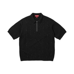 Свитер Supreme Beaded Zip Short-Sleeve Polo Sweater 'Black'