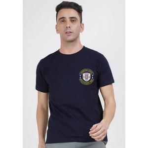Champion League Темно-синяя хлопковая футболка Regular Fit с коротким рукавом