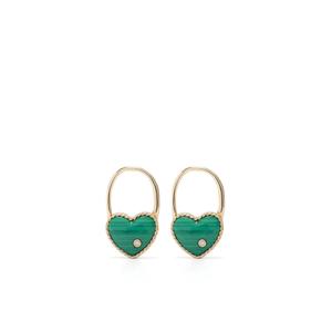Серьга Créole Cadenas Coeur из желтого золота с малахитом и бриллиантами
