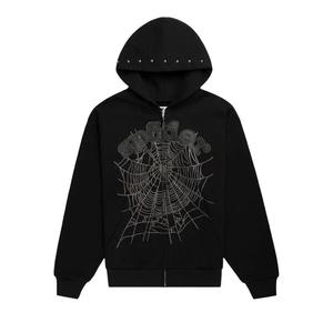 Молнии Sp5der OG Web Studded Zip Hoodie 'Черный'