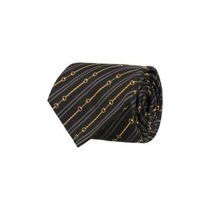 Разное Gucci Галстук Horsebit из шёлкового жаккарда «Чёрный средне-серый»