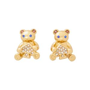Серьги-гвоздики Oh What Fun Spade Teddy Bear в прозрачном/ золотом KK024