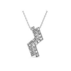 Кулон-зигзаг на цепочке из белого золота, украшенный кристаллами Swarovski