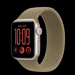 Apple Watch SE 3 40 мм, GPS + Cellular, алюминий, Starlight, ремешок Olive Braided Solo Loop
