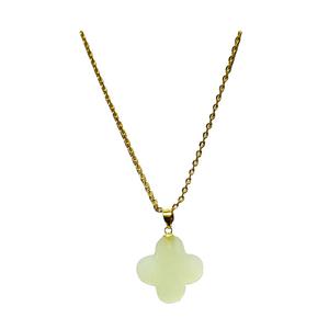 [СПЕЦИАЛЬНЫЙ] LITZ 18K Нефритовая подвеска с цепочкой из серебра 925 с покрытием 14K золота JP010