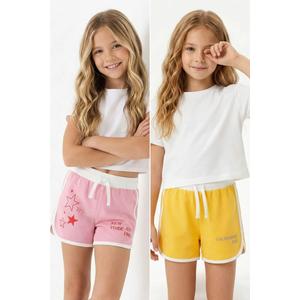 Желто-розовые однотонные вязаные шорты и бермуды Tkdss26Sr00022