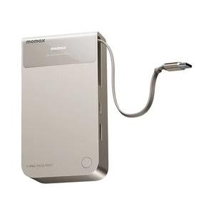Momax 1-PAC Pass Pro+ 10000 мА·ч 3-в-1 гибридный GaN пауэрбанк со встроенным выдвижным кабелем (45 Вт) — титановый