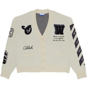 Кардиганы Off-White вязаный кардиган-варсити 'Кремовый/Черный'