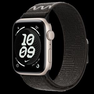 Apple Watch SE 3 44 мм, GPS, алюминий, Starlight, ремешок After Dark Black Nike Sport Loop
