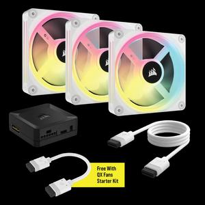 Corsair iCUE LINK QX120 RGB Starter Kit 120 мм PWM вентилятор - Белый (Тройной комплект)