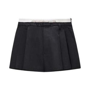 Шорты Alexander Wang Логотип Эластичные шорты с высокой посадкой «Black»