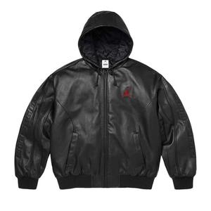 Кожаные куртки Supreme x Jordan Hooded Leather Jacket 'Black'