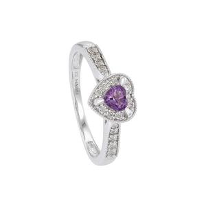 Кольцо HABIB Heart с аметистом и бриллиантами в белом золоте 375/9K 272090225-AMEH