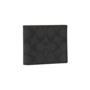COACH КОМПАКТНЫЙ ID-КОШЕЛЕК ИЗ СИГНАТУРНОЙ КРЕСТОВОЙ ЗЕРНИСТОЙ КОЖИ (25519/ CR905) – Черный/Черный/Оксфорд