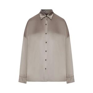 Рубашки на пуговицах Dries Van Noten Stretch Satin Silk Shirt 'Тауп'