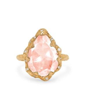 Кольцо Queen Water Drop из желтого золота с бриллиантами и морганитом