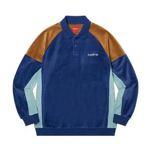 Поло Supreme Paneled Velour Long-Sleeve Polo 'Dark Royal'