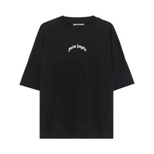 Топы Palm Angels Футболка Back Curved Logo Over T-Shirt «Black»