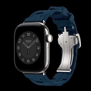 Apple Watch Hermès Series 12 42 мм, GPS + Cellular, титан, Silver, ремешок Bleu De Malte Kilim Single Tour