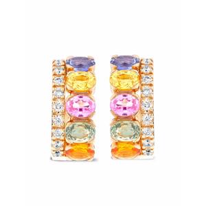 Серьги-кольца Rainbow из розового золота с сапфирами и бриллиантами