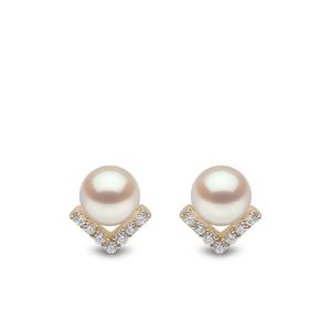 Серьги-гвоздики Trend из желтого золота с бриллиантами и жемчугом