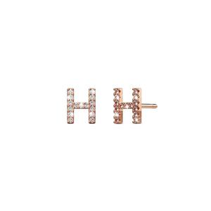 Серьги-гвоздики из стерлингового серебра 925 пробы Glamour Alphabet Letter с розовым золотом - H