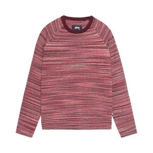 Футболка с длинным рукавом Stussy Textured Knit Contrast Collor Crew 'Red Multi'