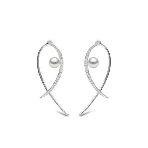Серьги Sleek Akoya из белого золота с жемчугом и бриллиантами