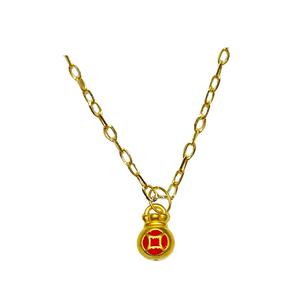 [SPECIAL] LITZ 999 (24K) Золотая подвеска-мешочек для денег с цепочкой из серебра 925 с покрытием 14K золота EP0283-SN