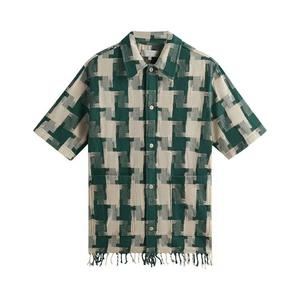 Овершерты Kith Jumbo Houndstooth Boxy Collared Overshirt 'Conifer'