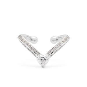 Серьга-кафф Heart Chevron из белого золота с бриллиантами