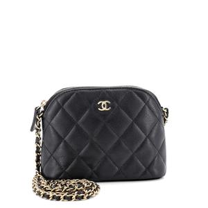 Стеганый клатч через плечо CC Dome Zip Clutch with Chain