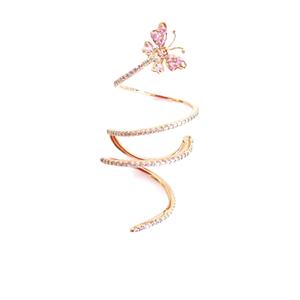 Кольцо Butterfly Spiral из розового золота с бриллиантами и сапфирами