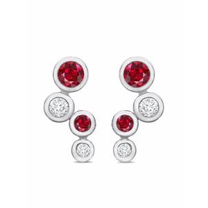Серьги Bubbles из белого золота с бриллиантами и рубином