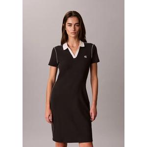 Короткий рукав цветной блок-поло платье из ребристой ткани - Calvin Klein Jeans